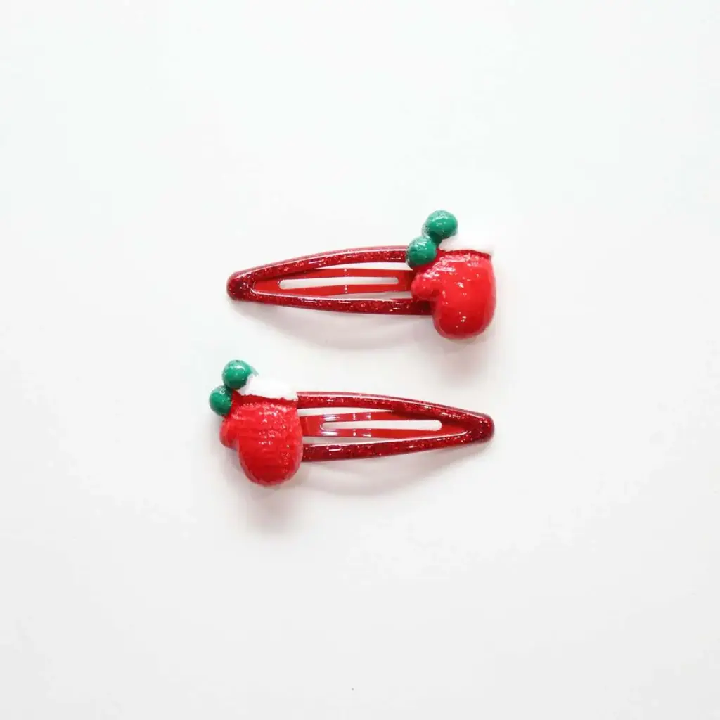 [YB-500-218] Christmas Hair clips - Pretty Gloves
