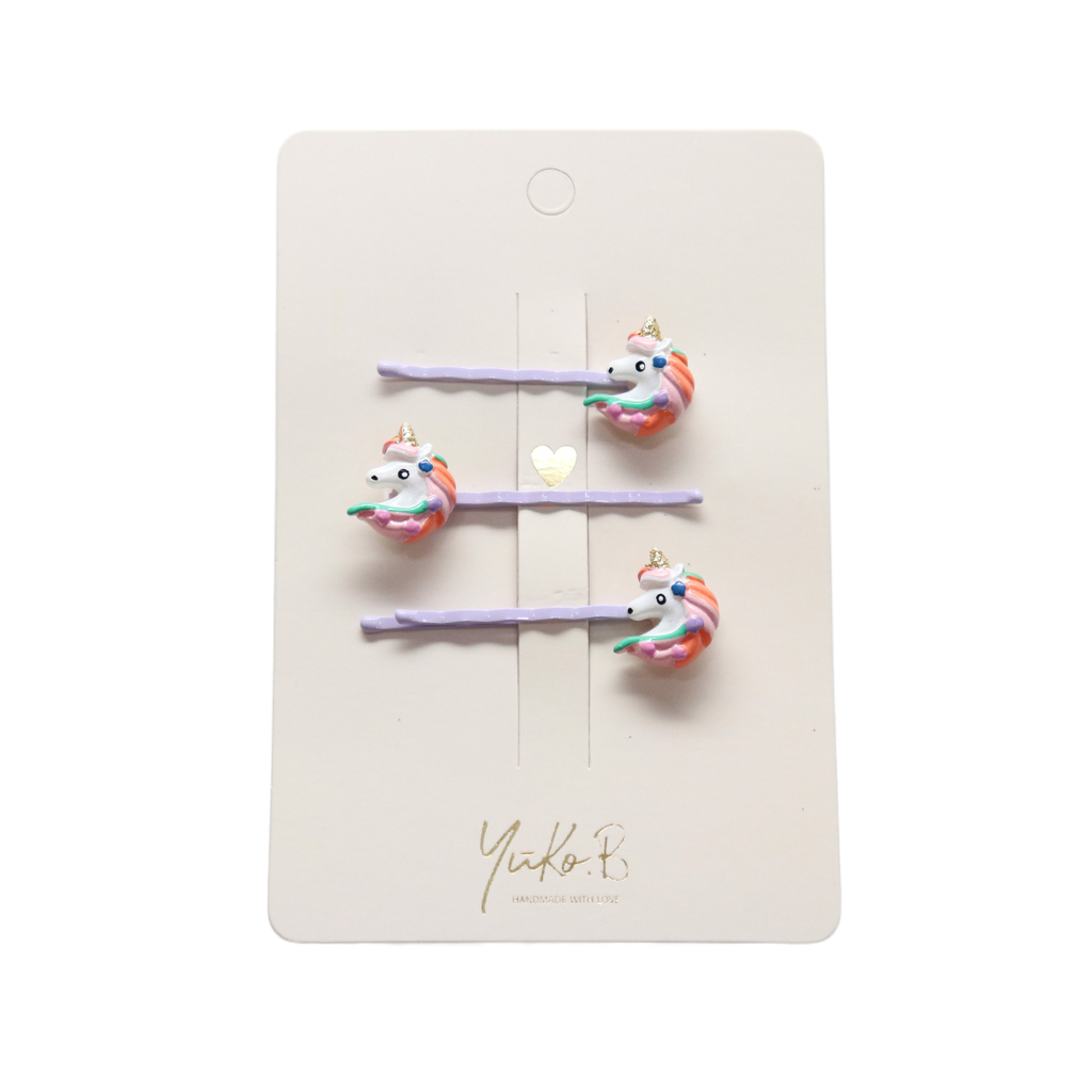 [YB-500-194] Barrettes Trio de licornes - Violet