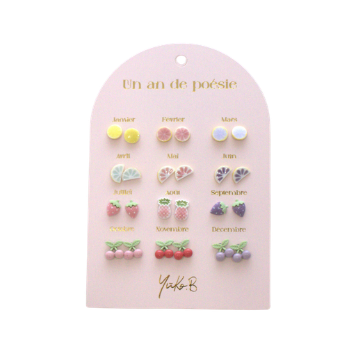 [YB-500-287] Earrings – A Year of Fruity Poetry (french version)