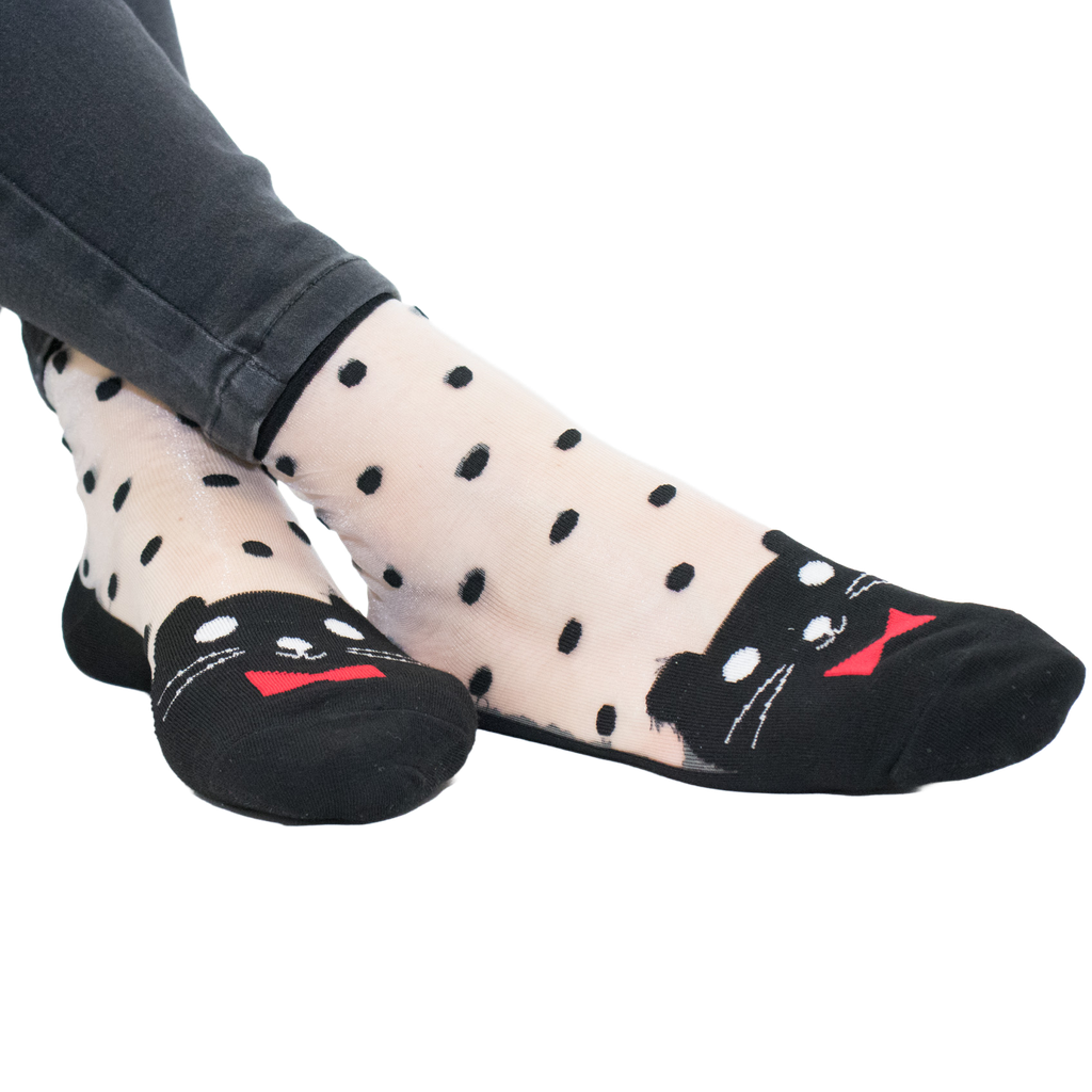 [YB-400-026] Socks - Be a Cat - White