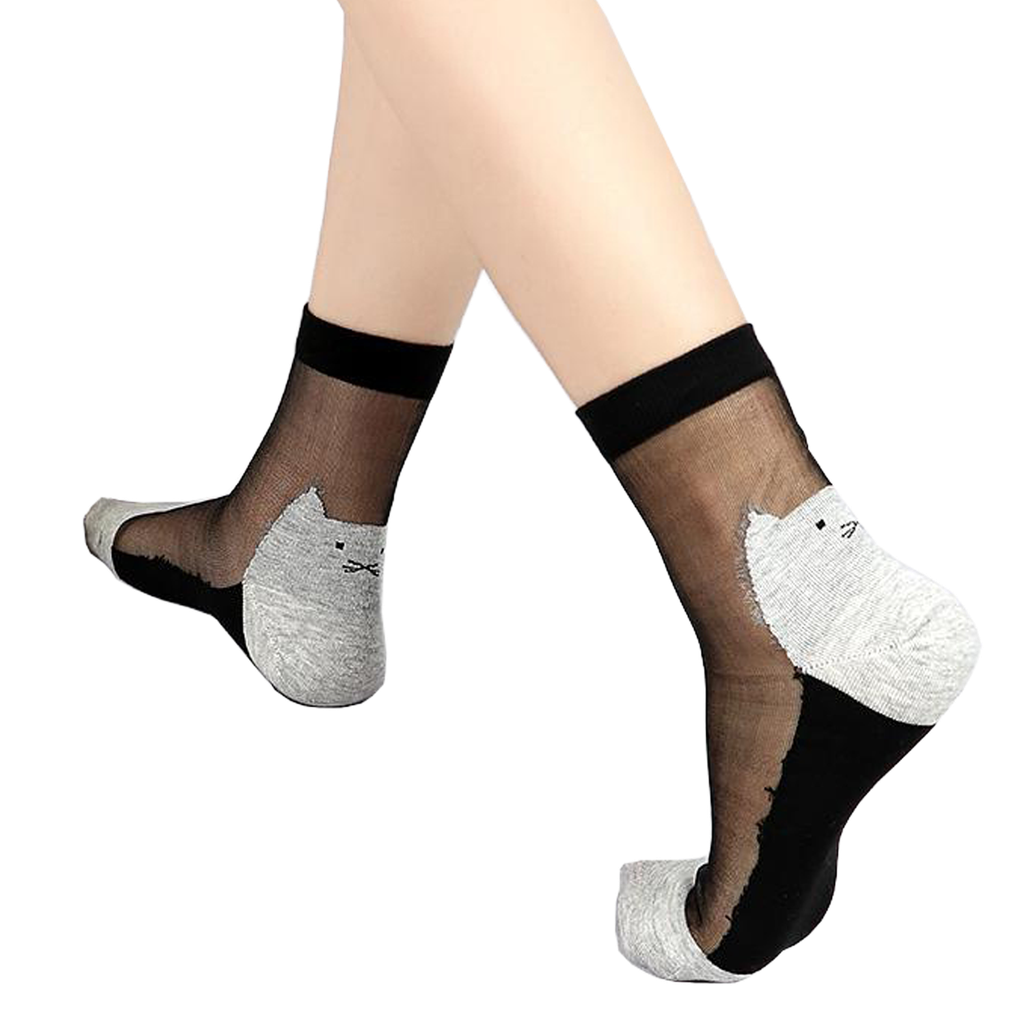 [YB-400-111] Be a Cat Back Socks - Black