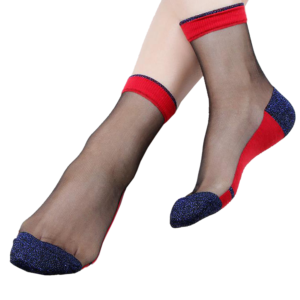 [YB-400-114] June Socks - Red & Blue