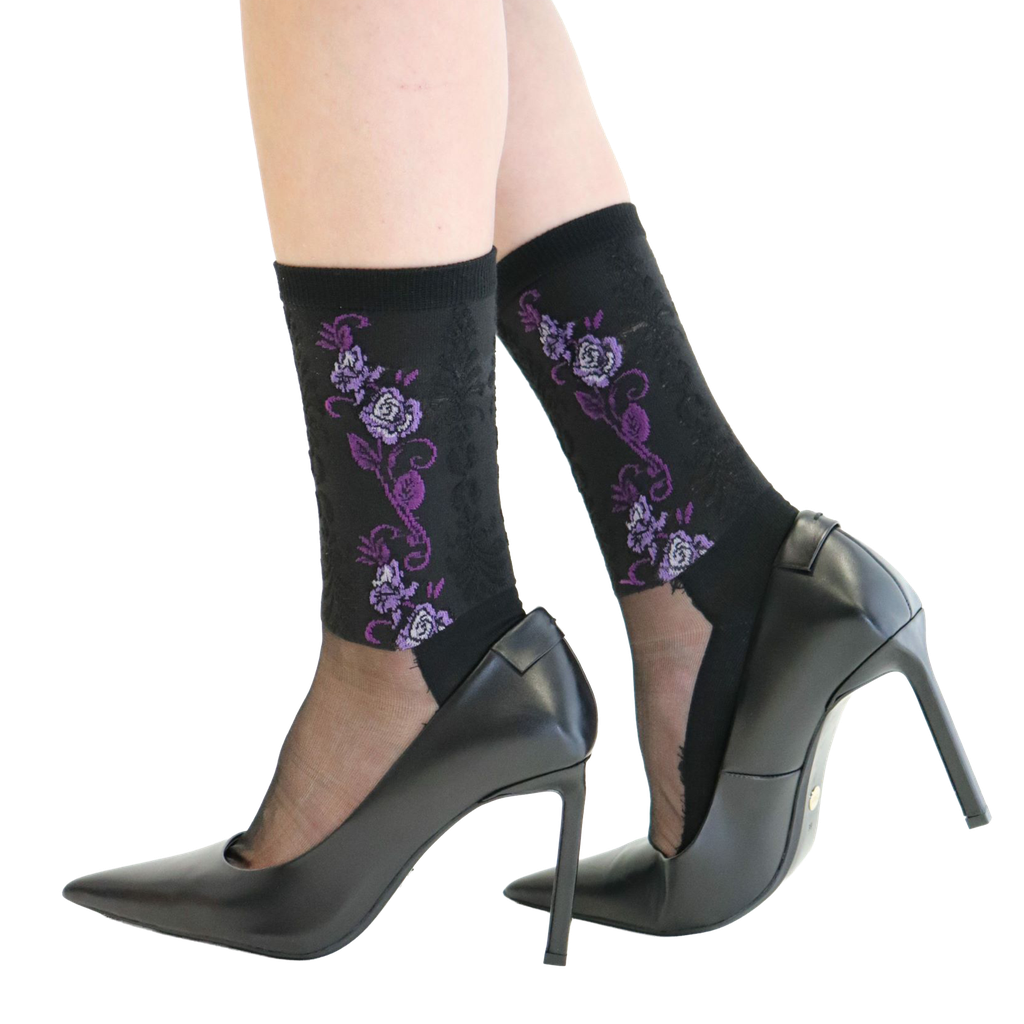 [YB-400-086] Chausettes Tasha - Noir & Violet