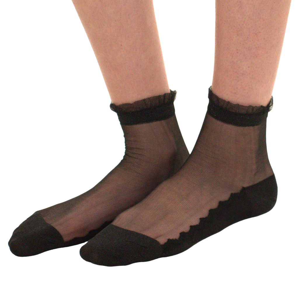 [YB-400-182] Shine Socks  - Black