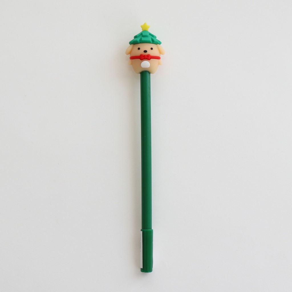 [YB-500-209] Stylo petit chien vert de Noel - 6 pcs