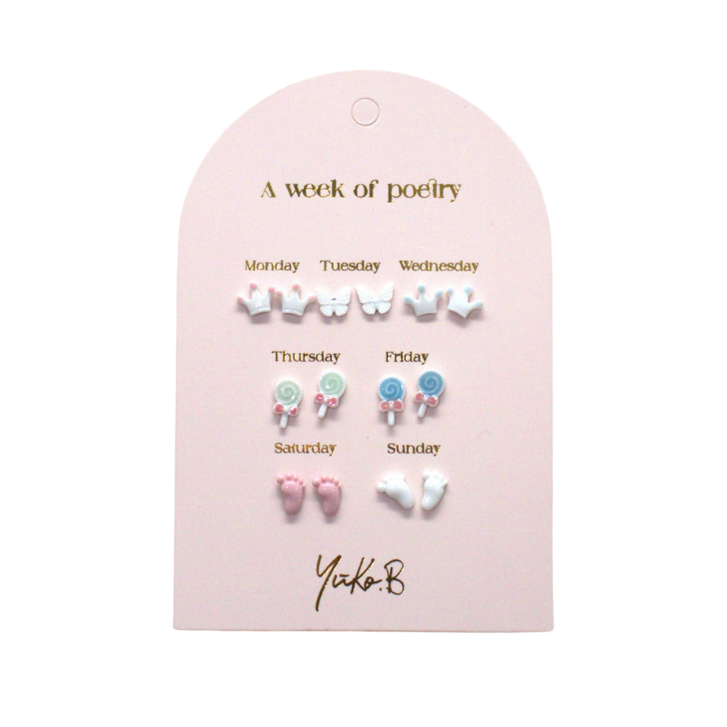 [YB-500-323] Boucles d'oreilles Une semaine de Poésie - Baby Shower (version anglaise)