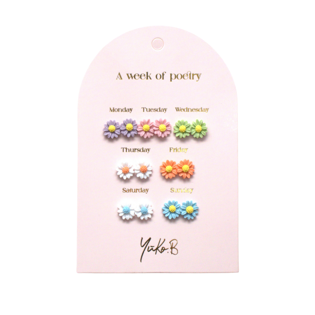 [YB-500-320] Boucles d'oreilles Une semaine de Poésie - Fleurs (version anglaise)