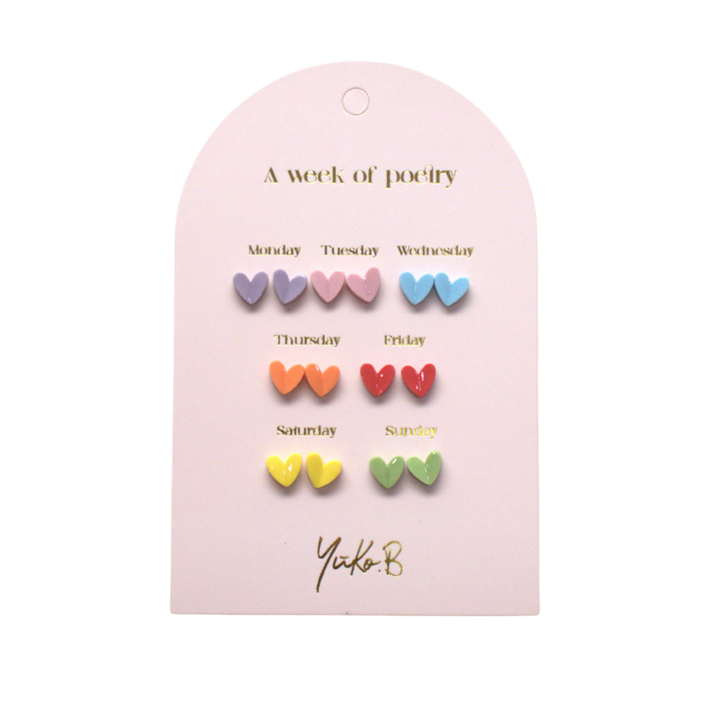 Boucles d'oreilles Une semaine de Poésie - Coeurs (version anglaise)