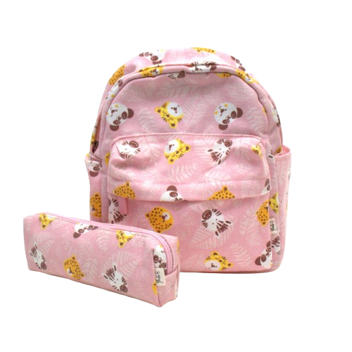 [YB-200-054] Ensemble sac à dos et trousse - Jungle Carnival - Rose