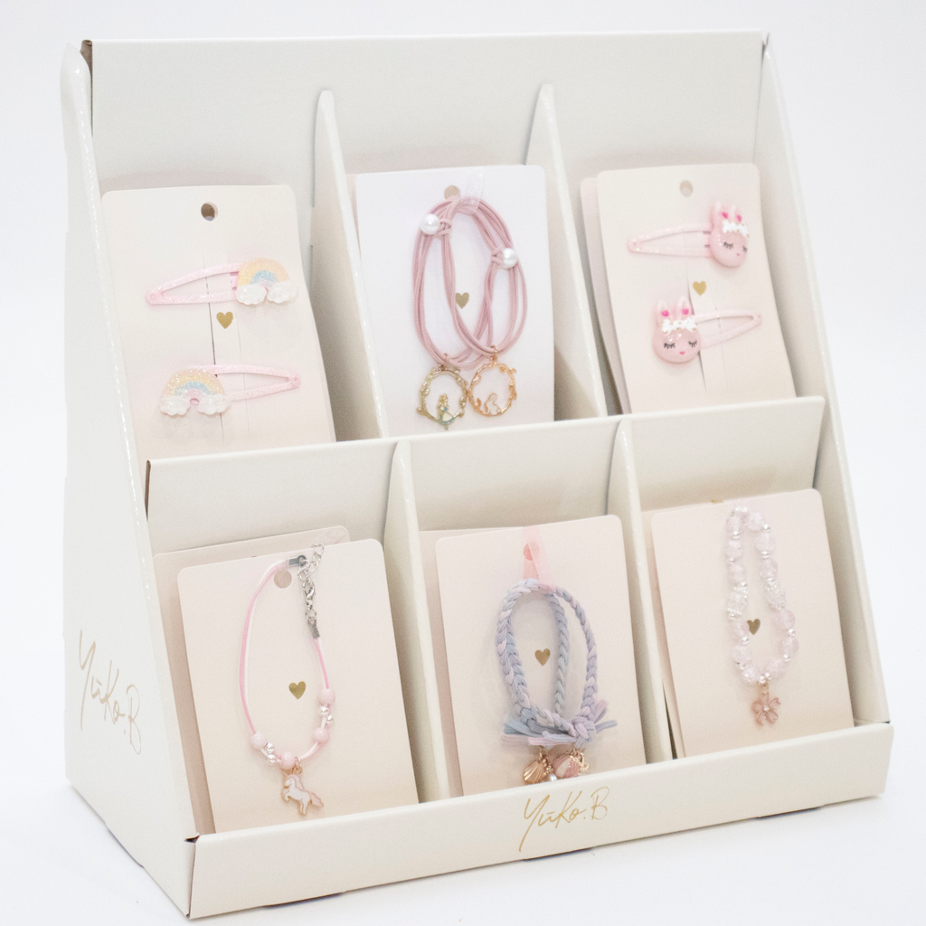 [YB-600-025] Offre avec présentoir de 36 barrettes, bracelets et élastiques à cheveux - A supprimer