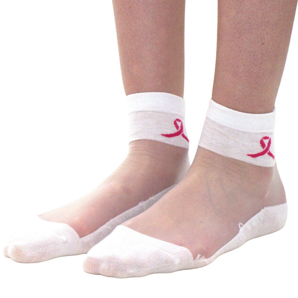 [YB-600-053] Pink Ribbon Offer - 50 pairs of socks + acrylic display