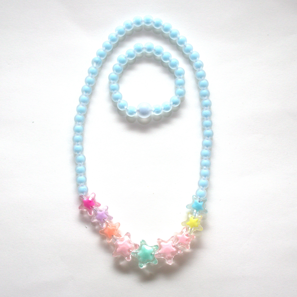 [YB-500-262] Ensemble collier et bracelet étoile - bleu