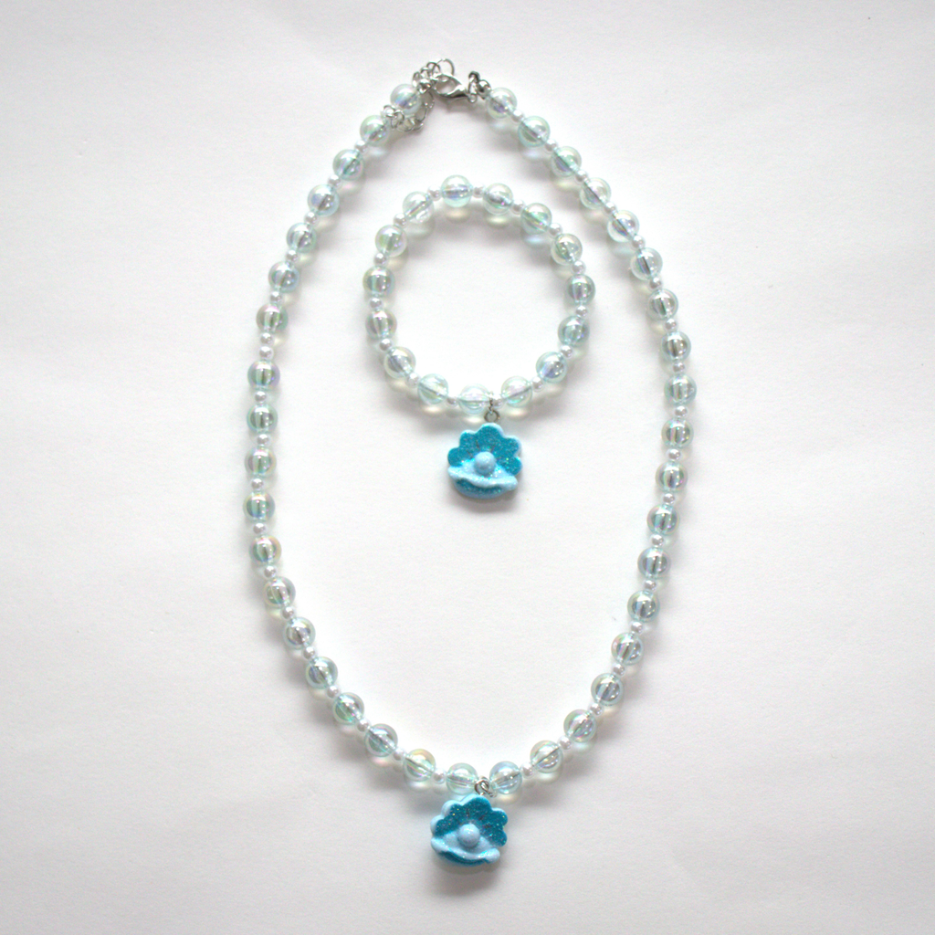 [YB-500-260] Ensemble collier et bracelet Zoa Treasure - Bleu