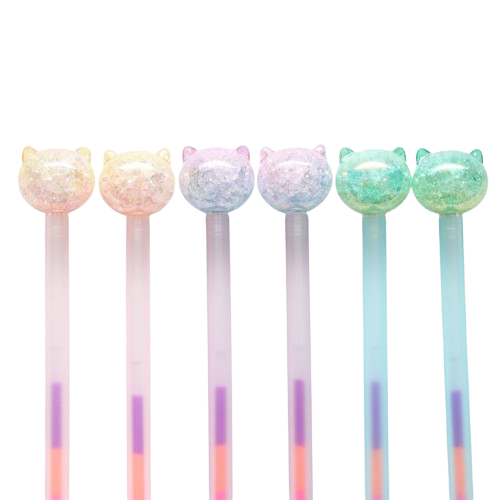 [YB-500-309] Magic Cat Pens - 2 Pink + 2 Mint + 2 Purple